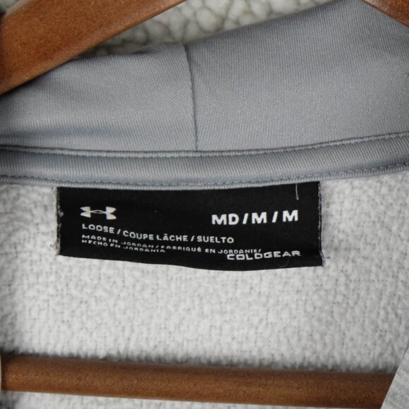 Under Armour Hoodie Womens Medium Gray Prink Cold Gear Pullover Storm Sporty - Picture 8 of 10